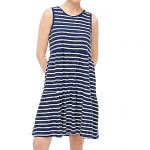 JCrew Navy and white tiered dress, XL